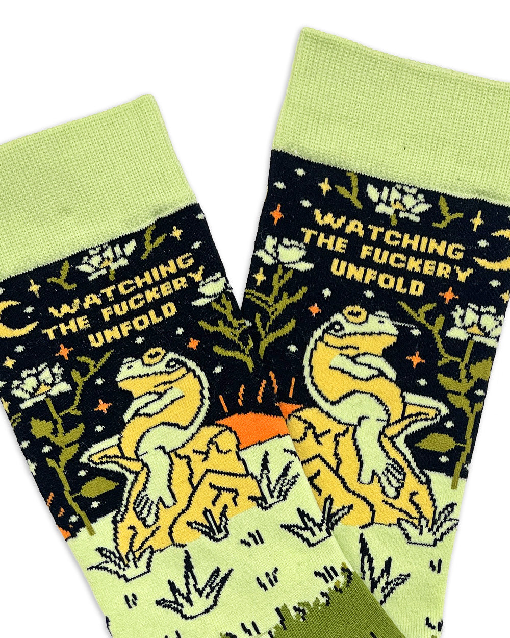 Watching The Fuckery Unfold Frog Socks-Groovy Things Co.-Strange Ways