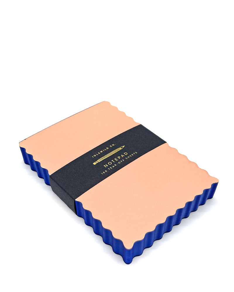 Wave Edged Notepad (Peach + Indigo)-Idlewild Co.-Strange Ways