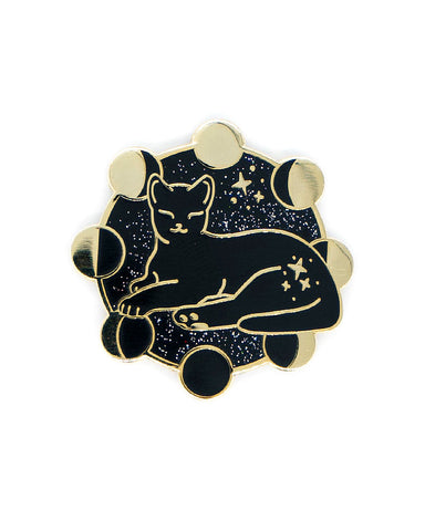 Moon Phases Cat Pin