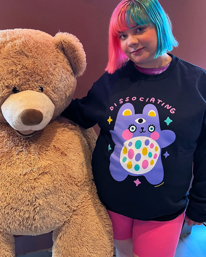 Dissasociating Bear Unisex Crewneck Sweatshirt-Wokeface-Strange Ways