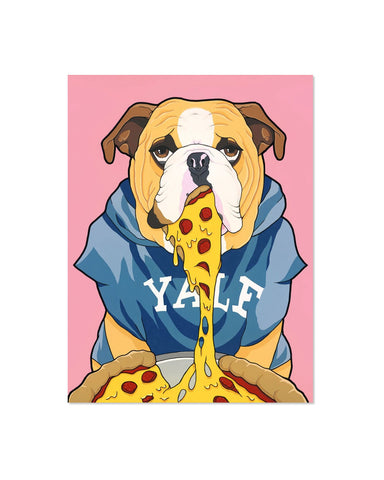 Yale Bulldog Pizza Art Print (8" x 10")