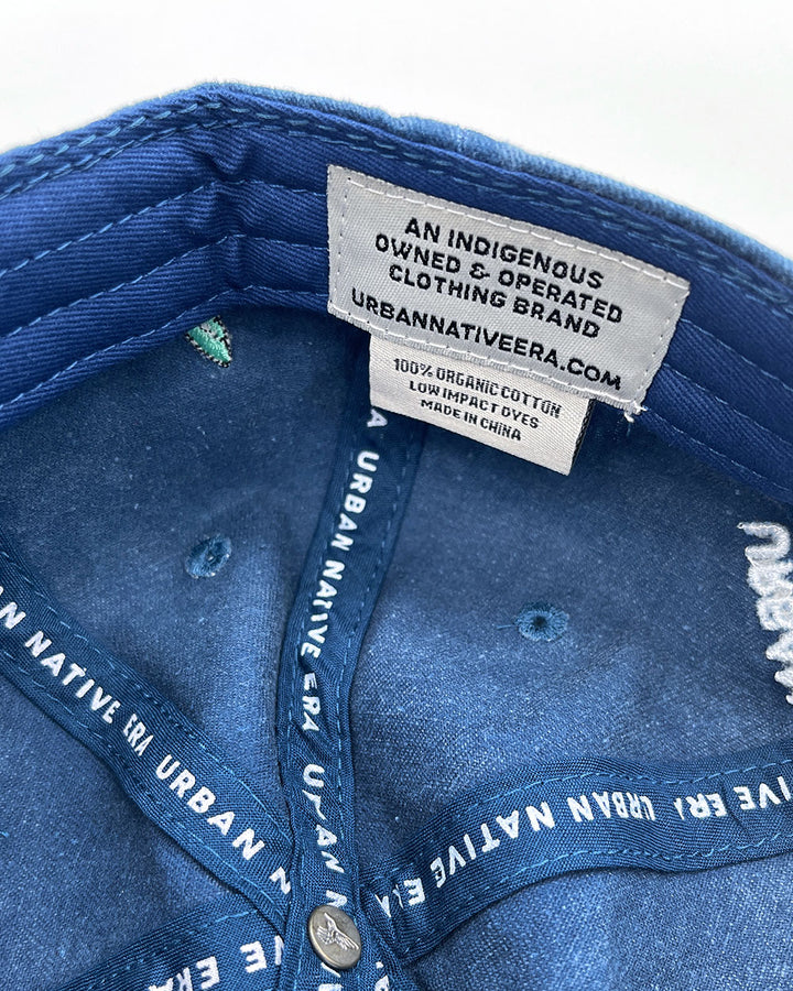 You Are On Native Land Dad Hat - Blue-Urban Native Era-Strange Ways