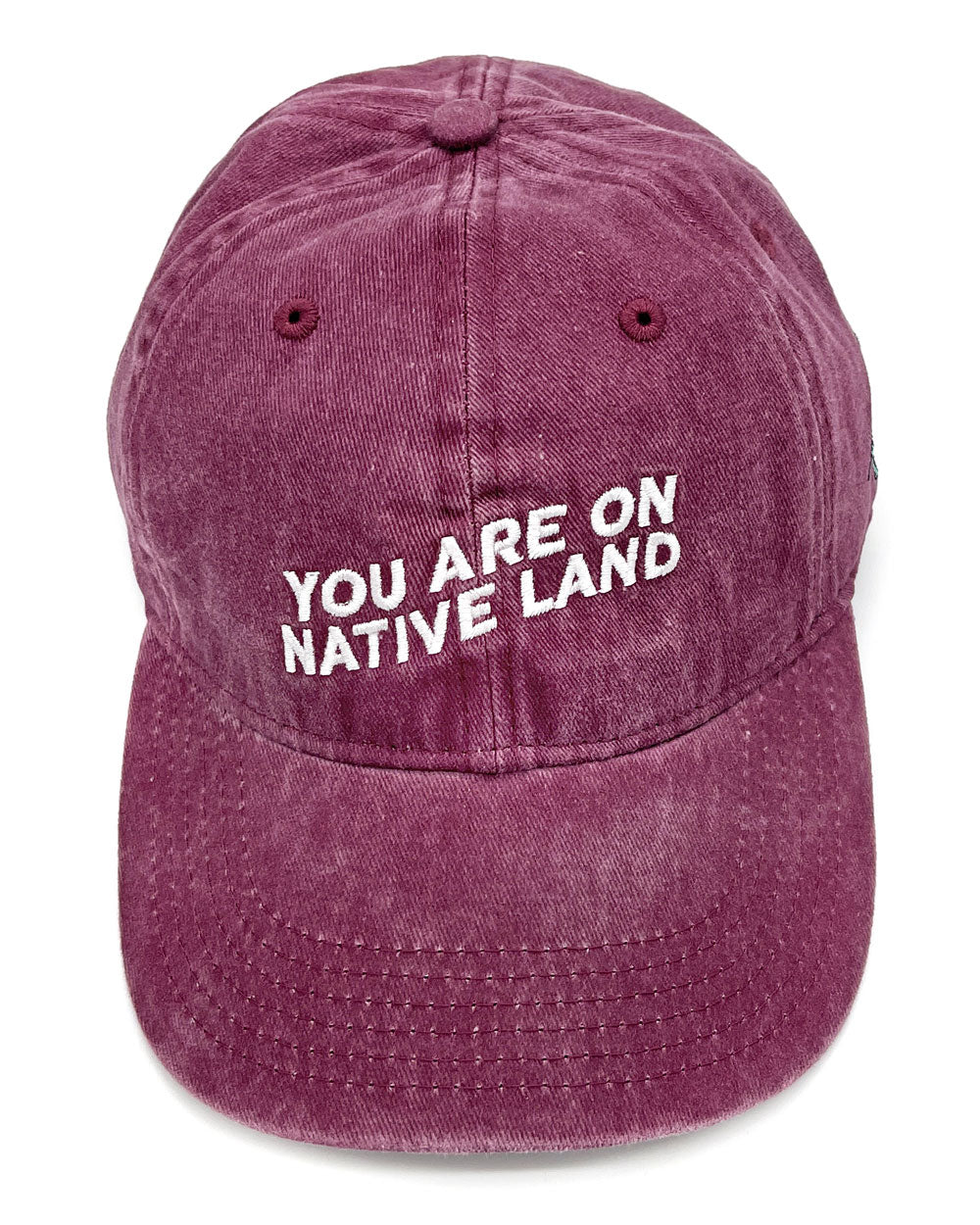 You Are On Native Land Dad Hat - Maroon-Urban Native Era-Strange Ways