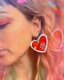 NO Valentine Heart Handmade Acrylic Earrings-Peach Beast-Strange Ways