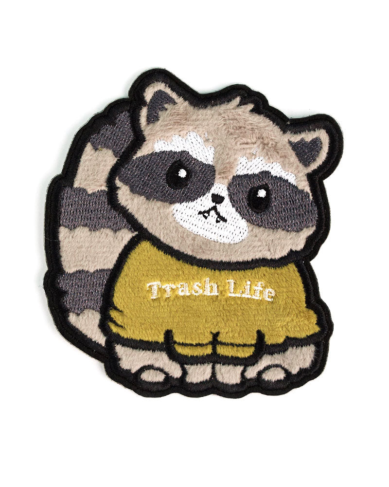 Trash Life Raccoon Fuzzy Sticky Patch-LuxCups Creative-Strange Ways