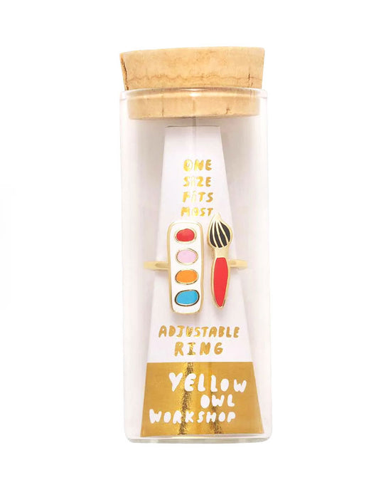 Watercolors & Paint Brush Adjustable Ring