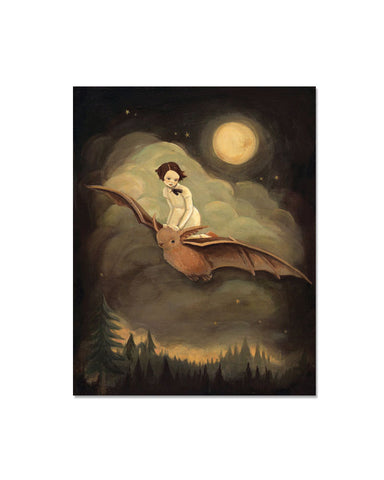 Flying By Night Bat Art Print (8" x 10")