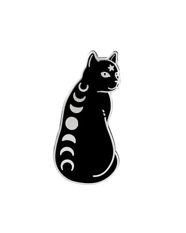 Moon Phases Sitting Cat Pin