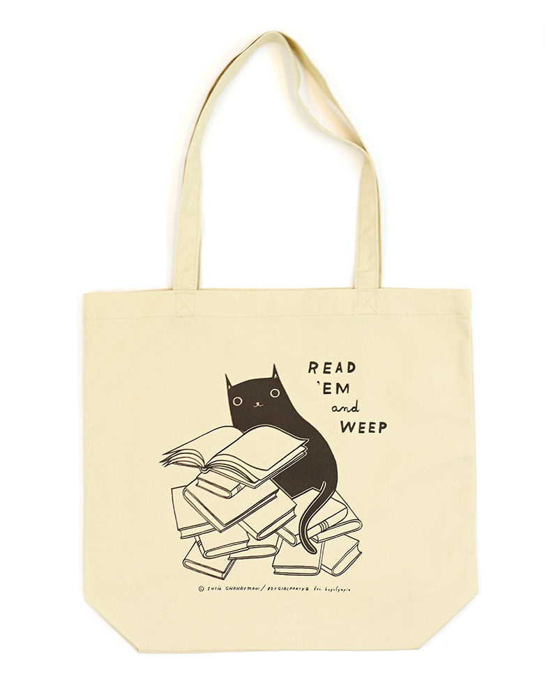 Read 'Em And Weep Cat Book Tote Bag-Susie Ghahremani-Strange Ways