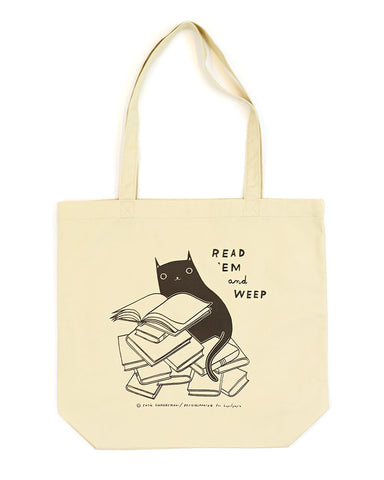 Read 'Em And Weep Cat Book Tote Bag