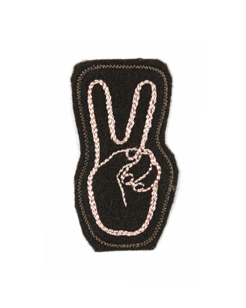 Peace Hand Chainstitch Patch - Brown-Lucky Horse Press-Strange Ways
