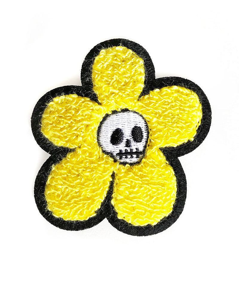 Flower Power Skull Chenille Patch-Bananna Bones-Strange Ways