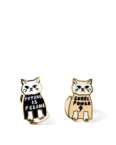 Future Is Feline & Gurrl Power Cat Earrings