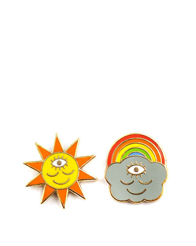 Third Eye Rainbow Cloud & Sun Earrings