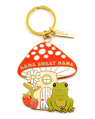 Home Sweet Home Frog & Mushroom Keychain