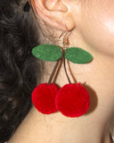 Twin Cherries Pom Felt Earrings-A Shop Of Things-Strange Ways