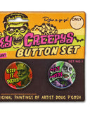 Freaky Creeps Pinback Button Set (Set of 3)-Retro-a-go-go!-Strange Ways