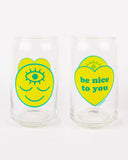 Be Nice To You Drinking Glass - Yellow-Wokeface-Strange Ways