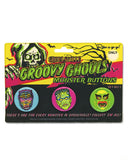 Groovy Ghouls Monster Pinback Button Set #1 (Set of 3)-Retro-a-go-go!-Strange Ways