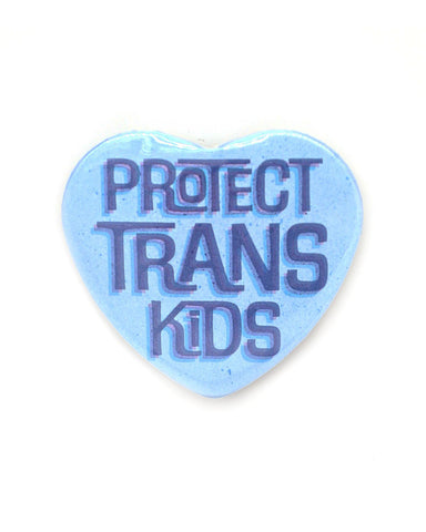 Protect Trans Kids Heart-Shaped Big Pinback Button