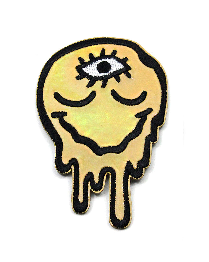 Drippy Third Eye Smiley Face Holographic Patch-Wokeface-Strange Ways