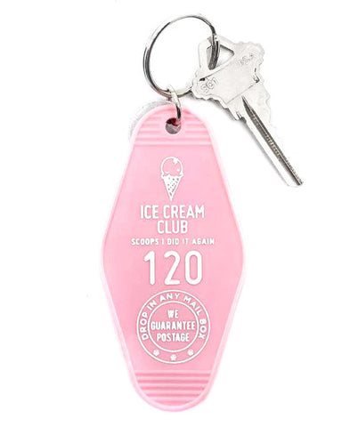 Ice Cream Club Hotel Key Tag Keychain