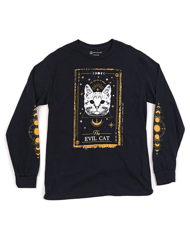 Kitty Tarot Card Long Sleeve Unisex Shirt (The Evil Cat)