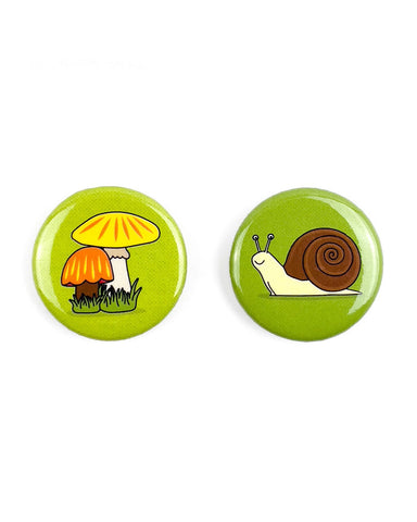 Mushrooms & Snail Magnets (Set of 2)