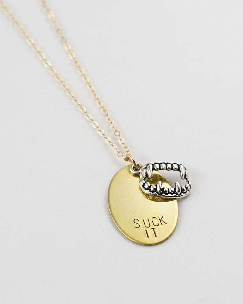 Suck It Vampire Teeth Necklace - Main Image