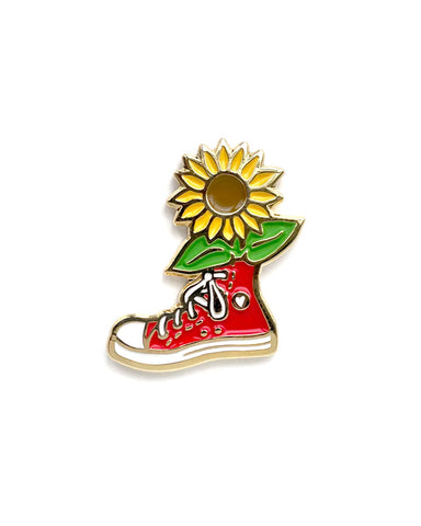 Canvas Shoe Sunflower Pin