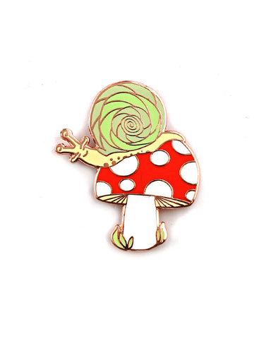 Snail On A Toadstool Mushroom Pin