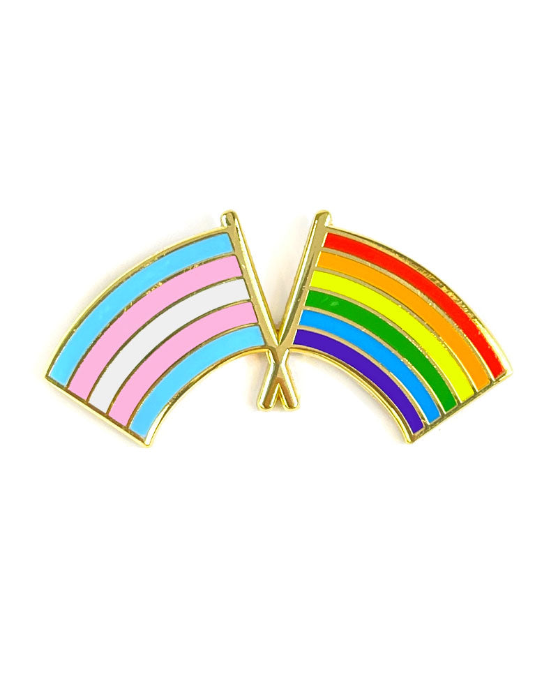 Trans & LGBTQ+ Pride Flag Combo Pin (Fundraiser)-Dissent Pins-Strange Ways