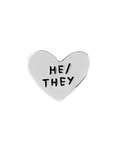 He / They Gender Pronoun Heart Pin