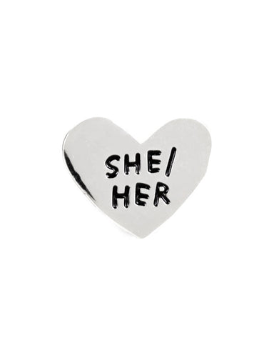 She / Her Gender Pronoun Heart Pin