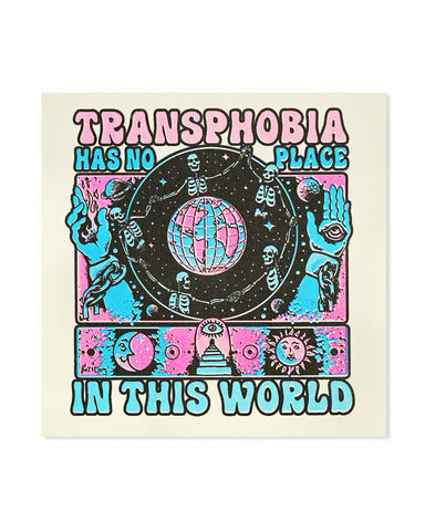Transphobia Has No Place In This World Risograph Art Print (10" x 10")