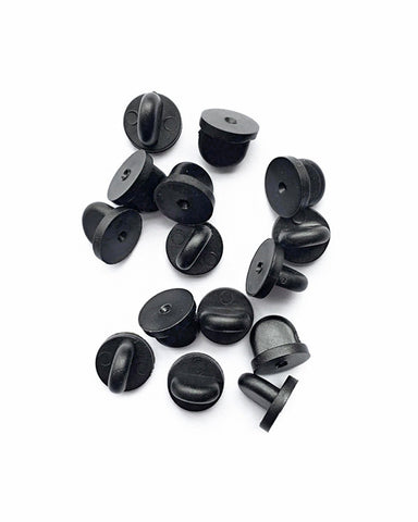 Extra Rubber Pin Backs - Black (Set of 15)
