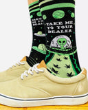Take Me To Your Dealer UFO Weed Socks-Groovy Things Co.-Strange Ways