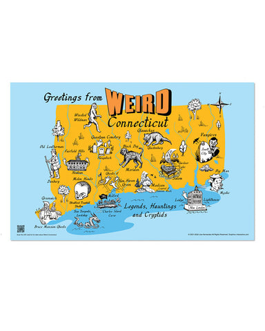 Weird Connecticut Map Art Print (11" x 17")