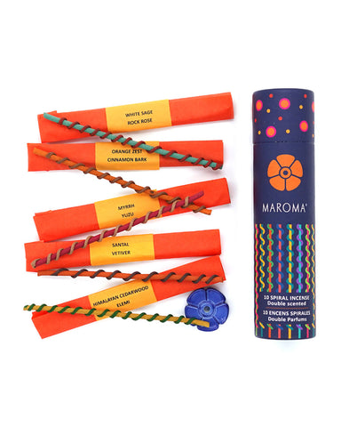 Spiral Double-Scented Incense Sticks - Orange (Set of 10)