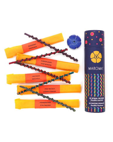 Spiral Double-Scented Incense Sticks - Yellow (Set of 10)