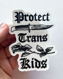Protect Trans Kids Clear Sticker-Transfigure Print Co.-Strange Ways