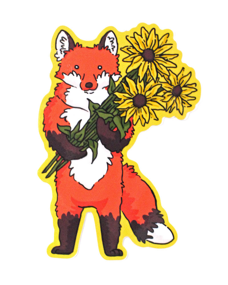Fox With Flowers Sticker-Quiet Tide Goods-Strange Ways