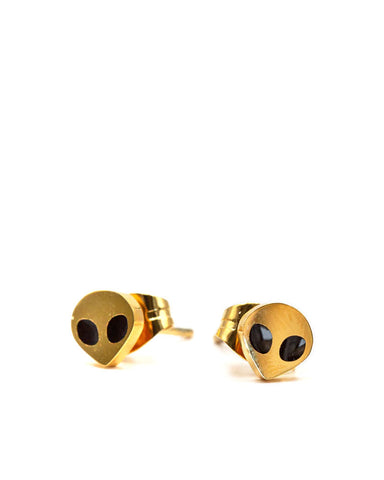 Gold Alien Micro Stud Earrings