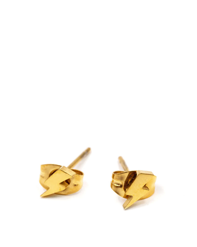 Gold Lightning Bolt Micro Stud Earrings-These Are Things-Strange Ways