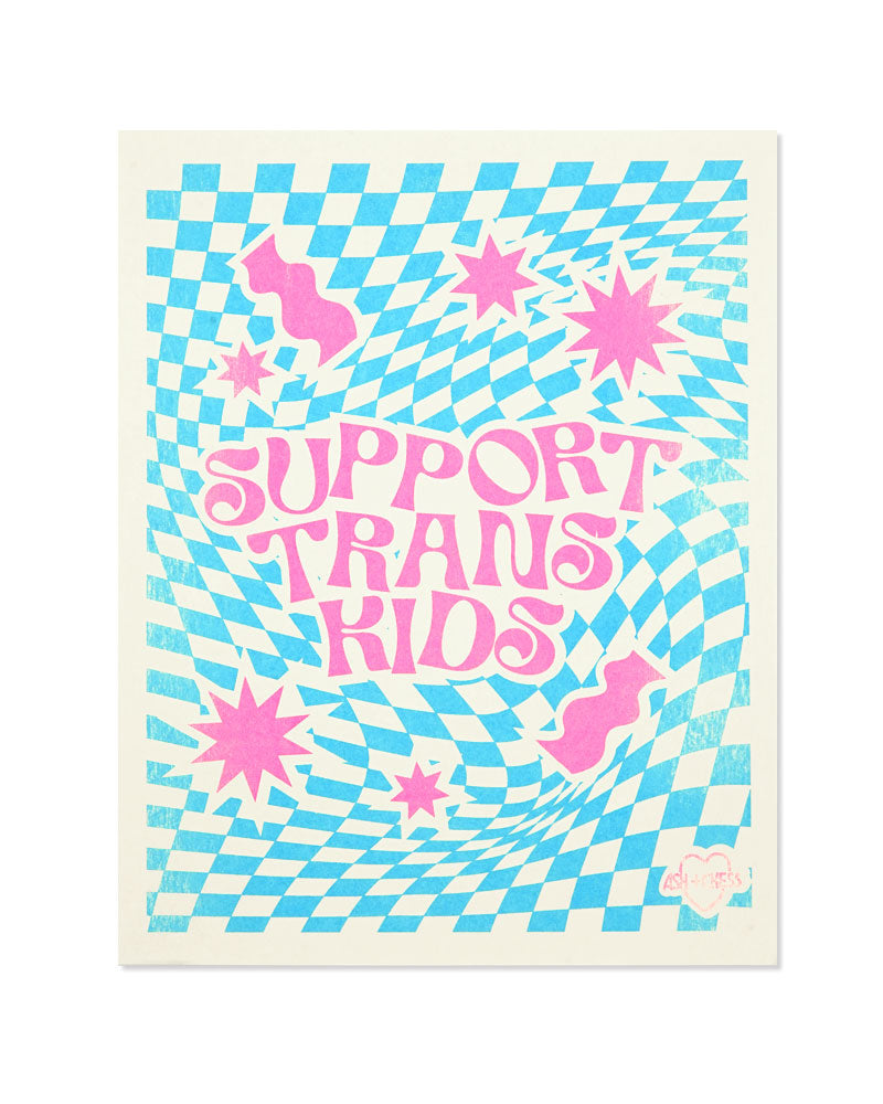 Support Trans Kids Risograph Art Print (11" x 14")-Ash + Chess-Strange Ways
