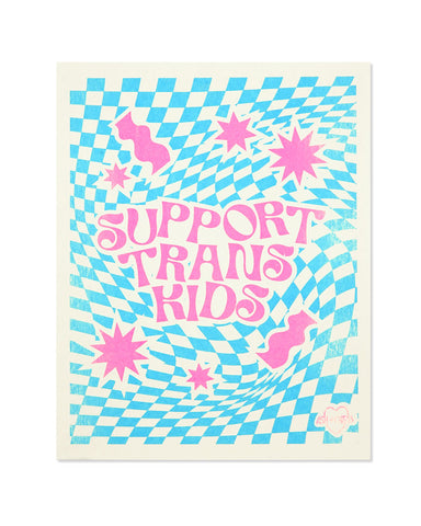 Support Trans Kids Risograph Art Print (11" x 14")