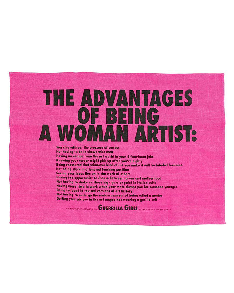 Advantages Of Being A Woman Artist Tapestry Tea Towel-Third Drawer Down-Strange Ways