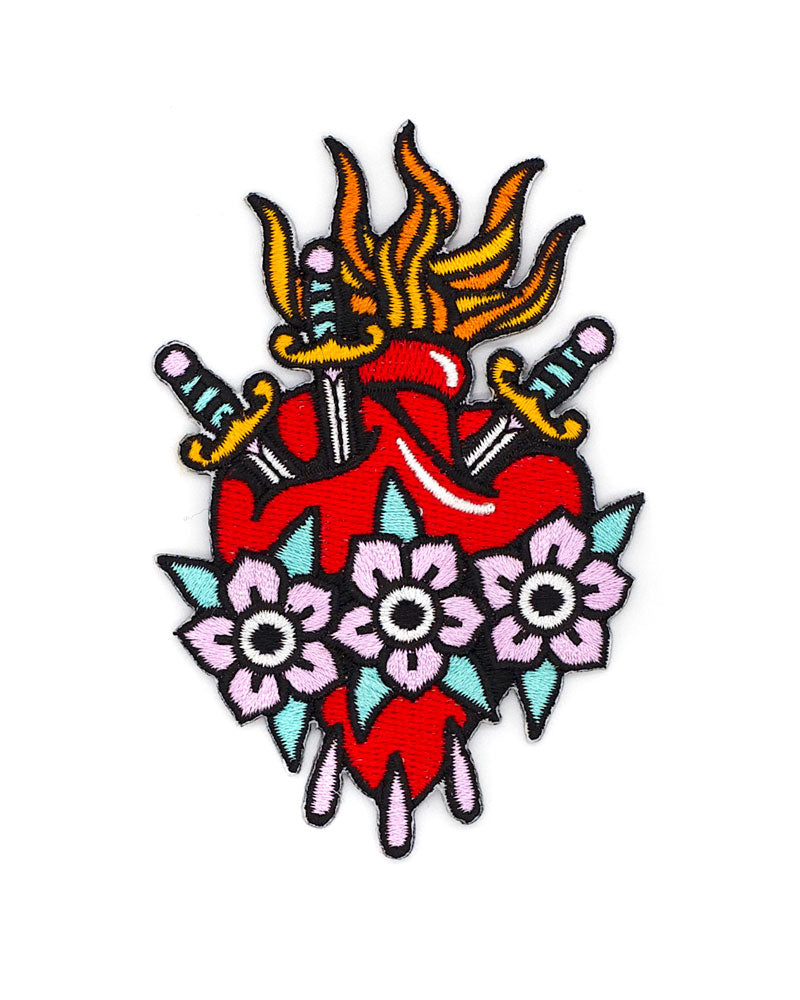 Three Of Swords Sacred Heart Patch-Cousins Collective-Strange Ways