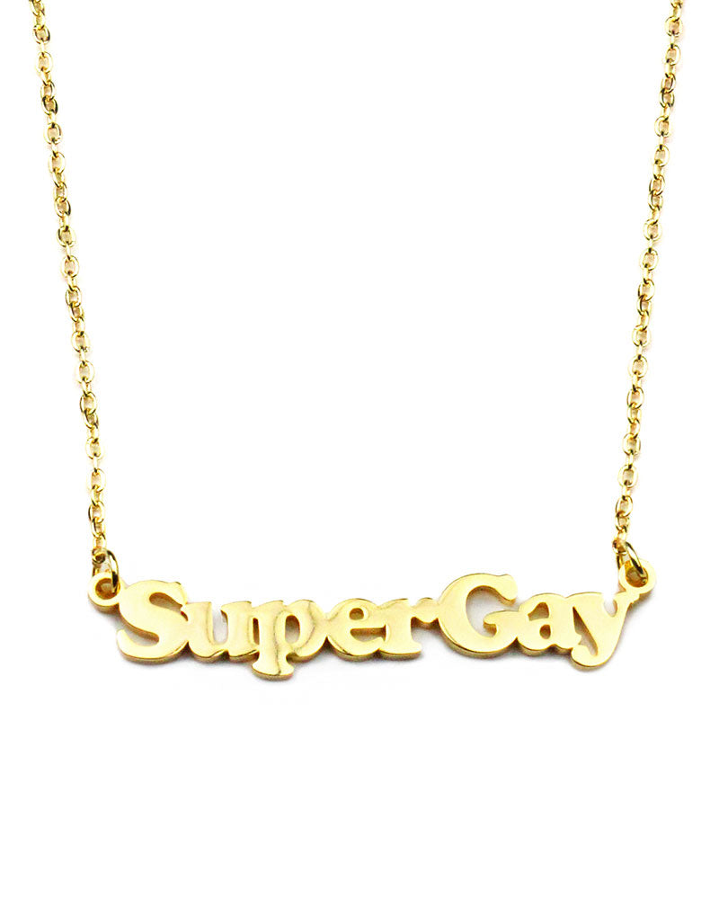 SuperGay Word Necklace-Made Au Gold-Strange Ways