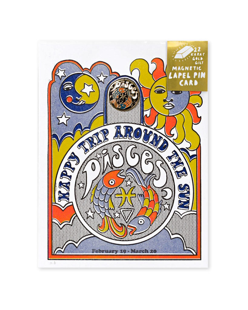 Pisces - Astrology Birthday Card + Pin Combo-Yellow Owl Workshop-Strange Ways